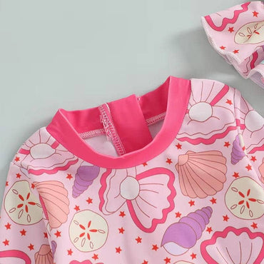 Long Sleeve Ruffled Toddler Swimsuit