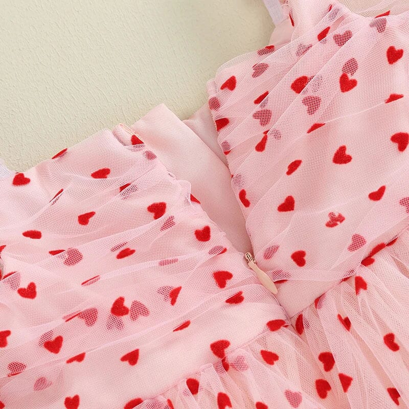 Pink shops dress with red hearts