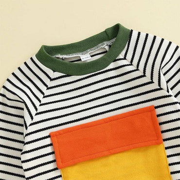 Long Sleeve Striped Solid Pants Toddler Set