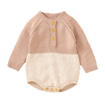 Long Sleeve Knitted Baby Romper Pink 0-3 M 