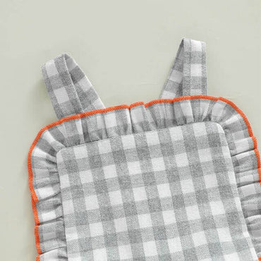Sleeveless Checkered Ruffle Baby Romper