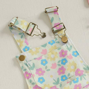 Sleeveless Suspender Floral Toddler Romper