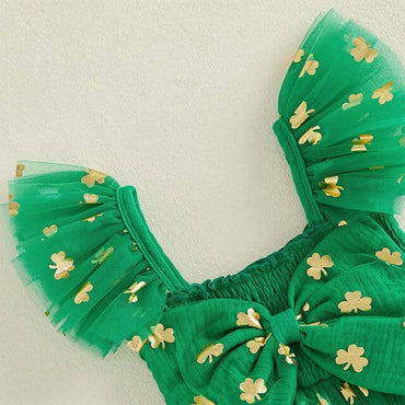 Fly Sleeve St. Patrick's Day Tulle Toddler Dress
