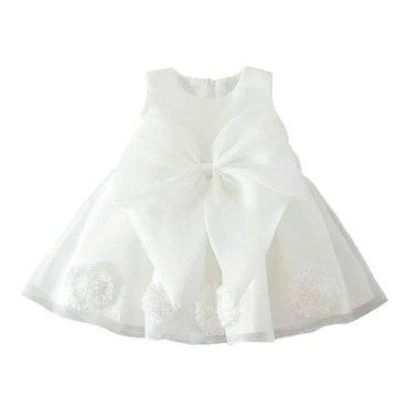 Sleeveless White Bow Baby Dress