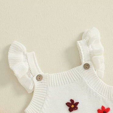 Fly Sleeve Floral Knit Baby Romper