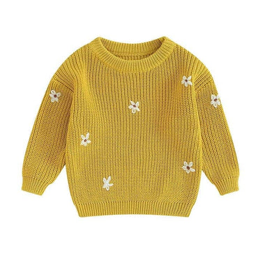Floral Knit Baby Sweater Yellow 0-3 M