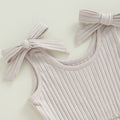 Sleeveless Solid Ribbed Toddler Romper   