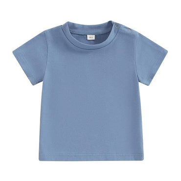 Solid Snap Buttons Toddler Tee Blue 9-12 M