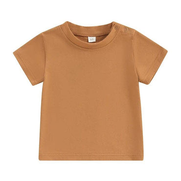 Solid Snap Buttons Toddler Tee Brown 9-12 M