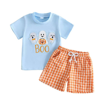 Short Sleeve Boo Checkered Shorts Toddler Set Sets The Trendy Toddlers