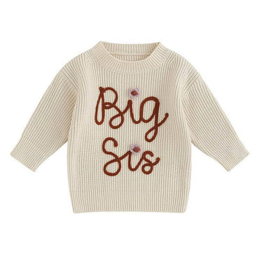 Big Sis Knitted Toddler Sweater Beige 3-6 M