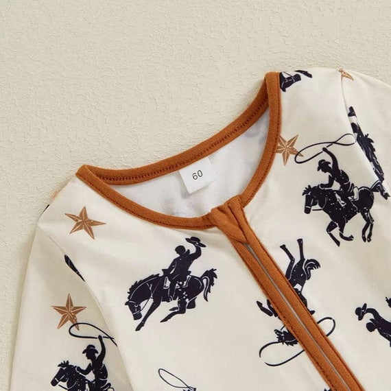 Long Sleeve Zipper Cowboys Baby Jumpsuit
