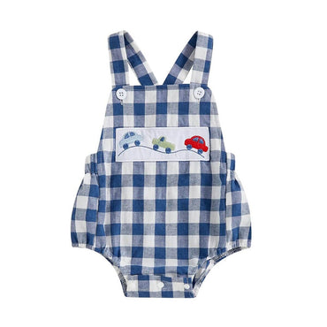 Sleeveless Checkered Cars Baby Romper