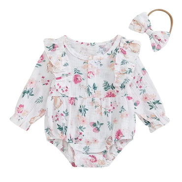 Long Sleeve Floral Bunny Baby Romper