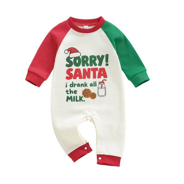 Long Sleeve Festive Milk Baby Jumpsuit