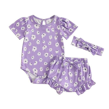 Short Sleeve Floral Lavender Baby Set