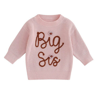 Big Sis Knitted Toddler Sweater Pink 3-6 M