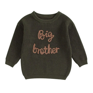 Big Brother Knitted Toddler Sweater Dark Green 12-18 M