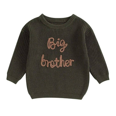 Big Brother Knitted Toddler Sweater Dark Green 12-18 M