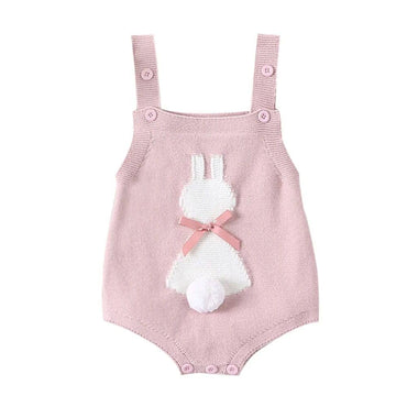 Pink Bunny Knitted Baby Romper
