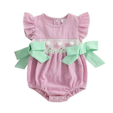 Fly Sleeve Easter Baby Romper Pink 0-3 M