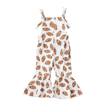 Football Flared Toddler Jumpsuit White 9-12 M