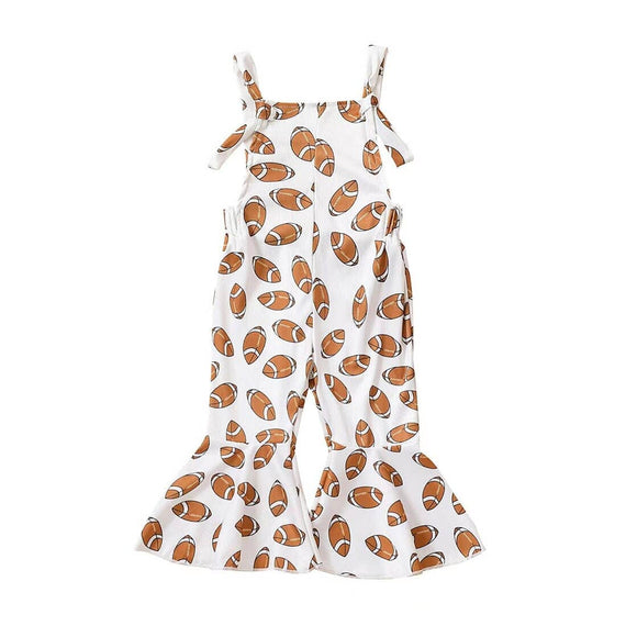 Football Flared Toddler Jumpsuit White 9-12 M