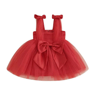 Christmas Bow Tulle Baby Dress Red 3-6 M