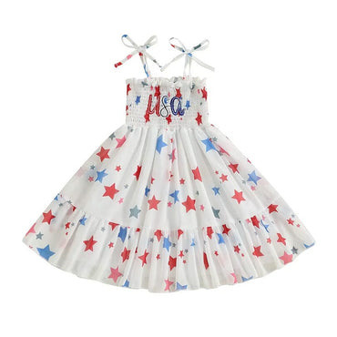 USA Stars Tie Straps Toddler Dress