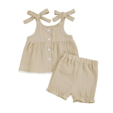Sleeveless Solid Lace Toddler Set