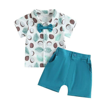 Short Sleeve Coconut Gentleman Toddler Set Blue 9-12 M