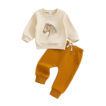Long Sleeve Horse Solid Pants Baby Set