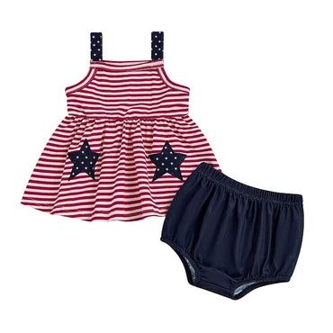 Sleeveless Striped Stars Baby Set