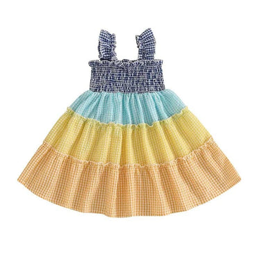 Colorful Plaid Smocked Toddler Dress