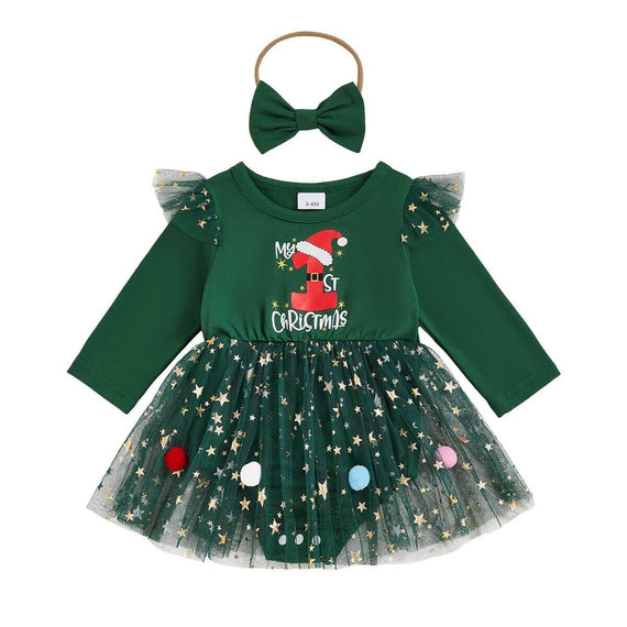 Long Sleeve First Christmas Baby Romper