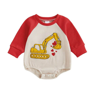 Long Sleeve Excavator Heart Baby Bodysuit