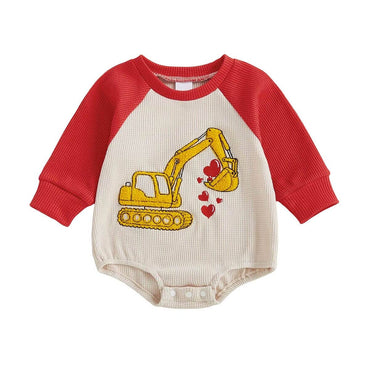 Long Sleeve Excavator Heart Baby Bodysuit