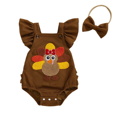Fly Sleeve Turkey Baby Romper