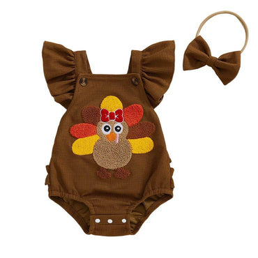 Fly Sleeve Turkey Baby Romper