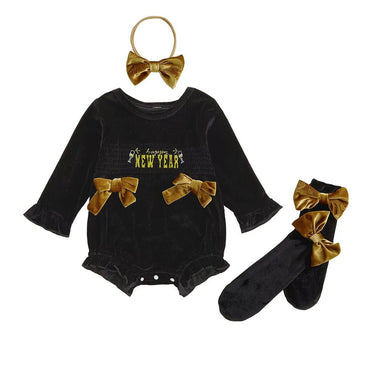 Happy New Year Velvet Baby Romper
