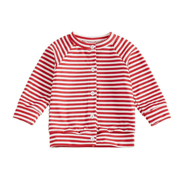 Long Sleeve Striped Toddler Cardigan Red 9-12 M