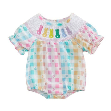 Baby Girl Smocked Easter Romper White 0-3 M