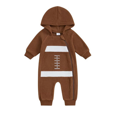 Long Sleeve Football Hooded Baby Jumpsuit