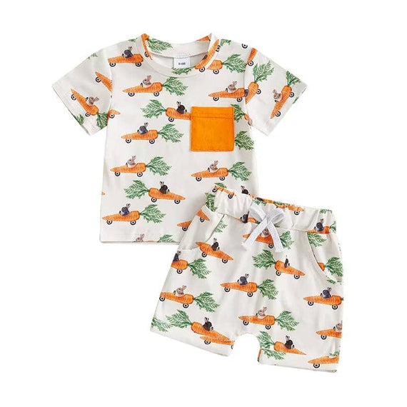 Short Sleeve Easter Vibes Baby Set White 3-6 M