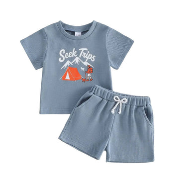 Short Sleeve Seek Trips Waffle Toddler Set