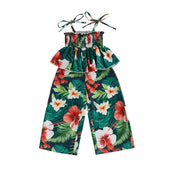 Tie Shoulder Floral Toddler Jumpsuit Red 12-18 M