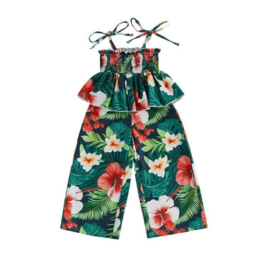 Tie Shoulder Floral Toddler Jumpsuit Red 12-18 M