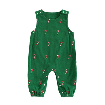 Sleeveless Candy Cane Baby Jumpsuit