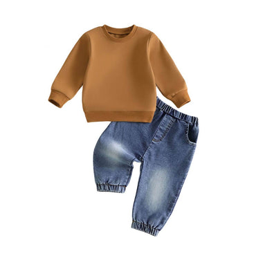 Long Sleeve Solid Denim Toddler Set Sets The Trendy Toddlers