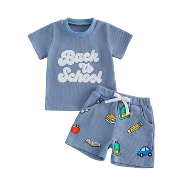 Short Sleeve Back To School Waffle Toddler Set Sets The Trendy Toddlers